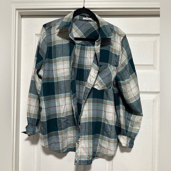 Maurices Blue Green Long Sleeve Flannel Women's 0x Plus Size - Picture 4 of 6